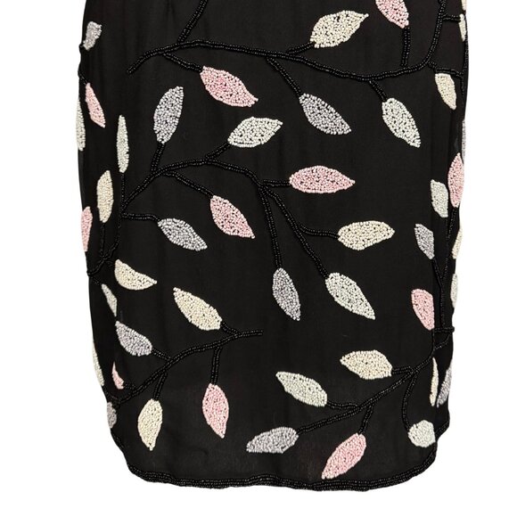 Vintage 90s Beaded Slip Dress Black Mini Y2K Aesthetic Fairycore Party Dress - Picture 3 of 9